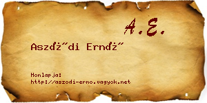 Aszódi Ernő névjegykártya